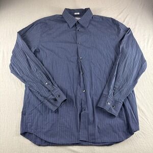 Calvin Klein Shirt Mens L Blue Striped Long Sleeve Button Up Preppy Casual Top